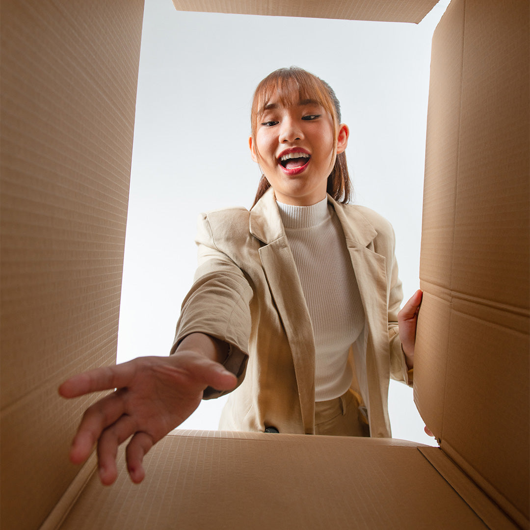 woman with box