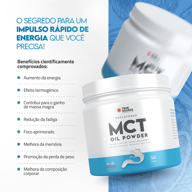 True MCT Oil Powder Sem Sabor 300 g