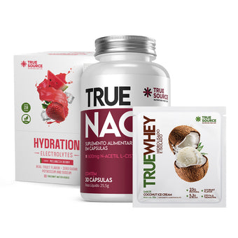 Kit True Nac + True Whey Protein Coconut Ice Cream Sachê 32 g + Hydration Electrolytes Tangerine Lemonade Display