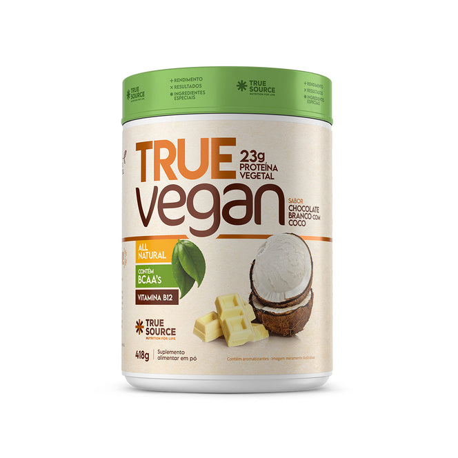 Proteína Vegana True Vegan Chocolate Branco com Coco 418 g