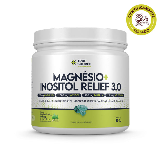True Magnésio + Inositol Relief 3.0 Capim Limão, Hortelã e Erva Doce 350 g